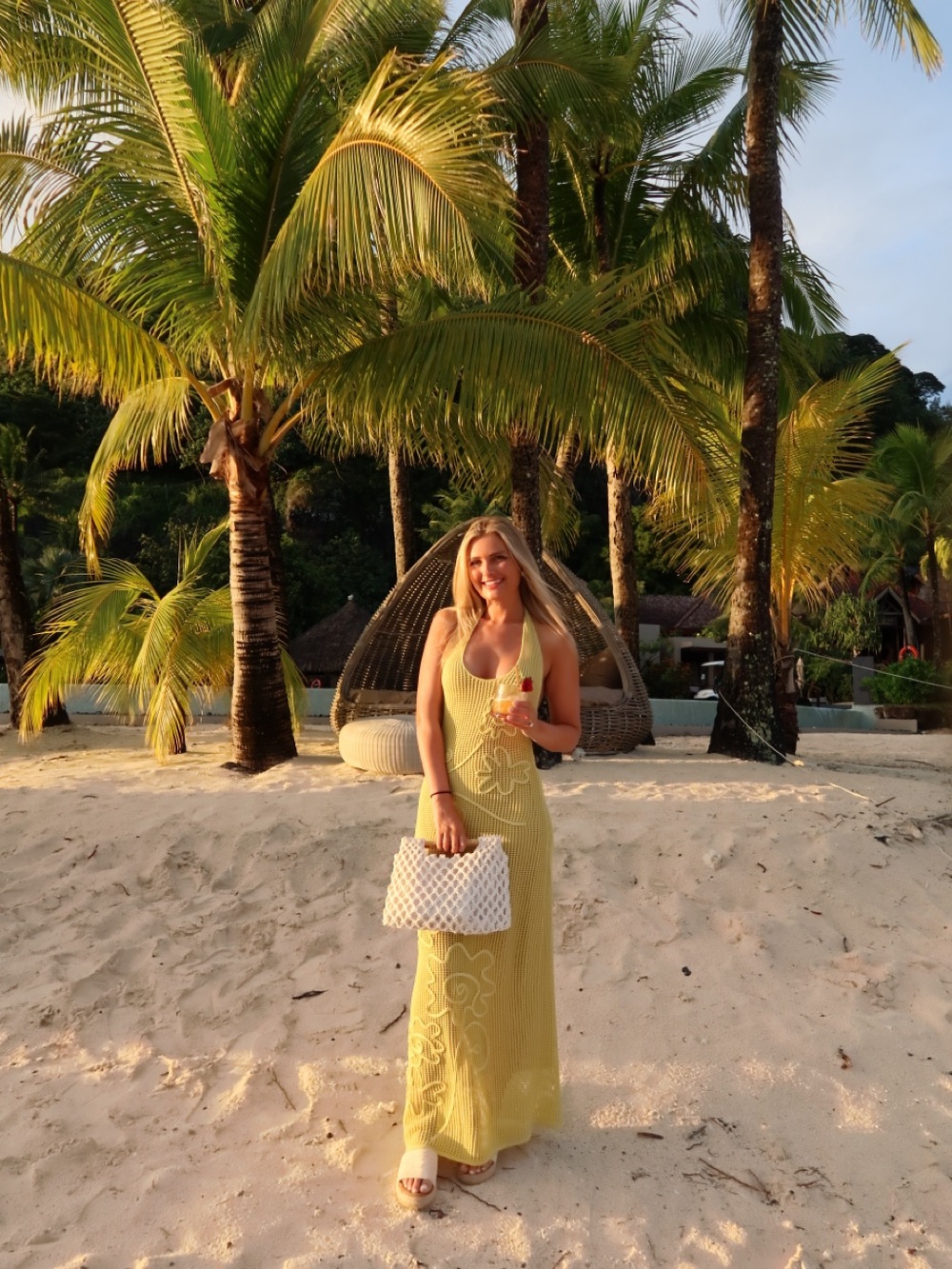 White Fox Boutique Yellow Crochet Maxi Dress